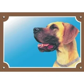 Barevná cedulka Pozor pes, Doga žlutá