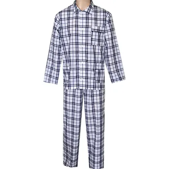 Pánské pyžamo Pánské Pyžamo Popelín FOLTÝN PI33 bíločerná kostka Velikost: 5XL, Materiál: Košilovina-popelín