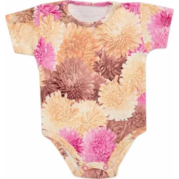 Kojenecký body Body kr. rukáv Astry, bavlna, zapínání u krku, Mrofi, růžová/ecru 74 (6-9m)