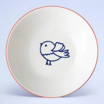 Suisse Langenthal | Miska - ptáček, červená linka, 13,3 cm, Dětský dekor Kamarádi