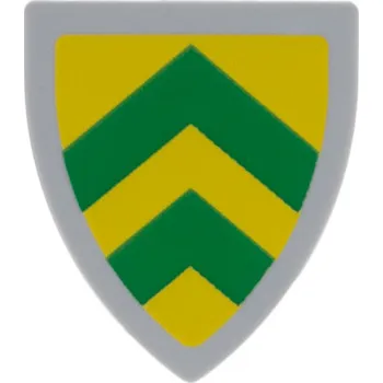 Hračka 3846pb059 Light Bluish Gray Shield Triangular with Green Chevrons (Světle modrošedý štít trojúhelníkového tvaru se zelenými šestiúhelníky)