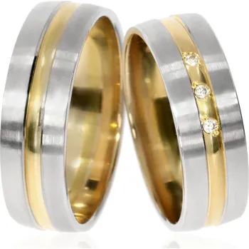 Prsten Zlatnictví Helios Zlaté snubní prsteny L-169 Kameny: Se Zirkony