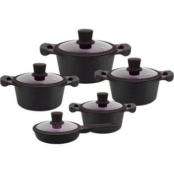 Sada nádobí Haus Roland A-122 Sada hrnců s poklicemi s mramorovým povrchem 10 dílná