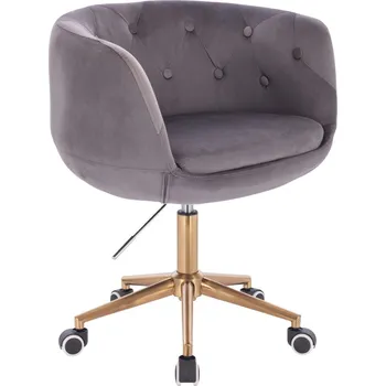 LuxuryForm DESIGN Kosmetické křeslo MONTANA VELUR na zlaté podstavě s kolečky - šedé