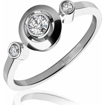 Šperk Couple, Třpytivý zásnubní prsten Korfu z bílého zlata se zirkony, vel. 54, prům. 17.2 mm, 585-68-1-0418.1B00.0.54.001