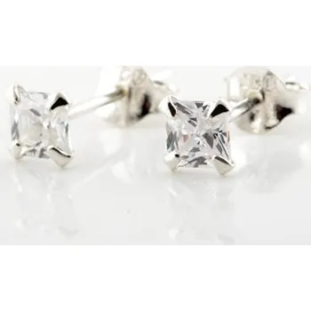 Náušnice Stříbrné naušnice pecičky se čtvercovým zirkonem STNAU1475F