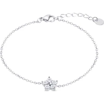 Náramek biju Náramek z chirurgické oceli, květina s čirými zirkony 2002282