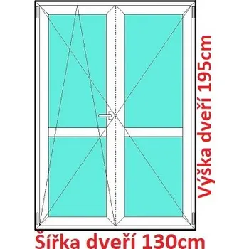 Okno Soft Dvoukřídlé balkonové dveře s příčkou 130x195 cm, otevíravé a sklopné