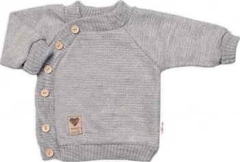 Baby Nellys Hand Made pletený svetřík s knoflíčky šedý 6-9 měsíců