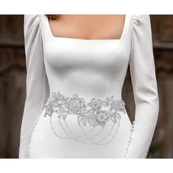 B-TOP Svatební ozdobný pás s květy - smetanová