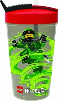 Láhev LEGO Ninjago Kelímek s brčkem 500 ml zelený/červený