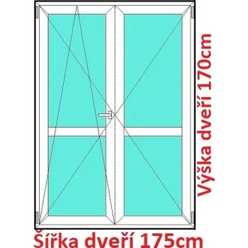 Okno Soft Dvoukřídlé balkonové dveře s příčkou 175x170 cm, otevíravé a sklopné