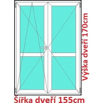 Okno Soft Dvoukřídlé balkonové dveře s příčkou 155x170 cm, otevíravé a sklopné