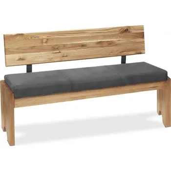 Šedá lavice s úložným prostorem a opěradlem masiv dub Toscana 130 cm