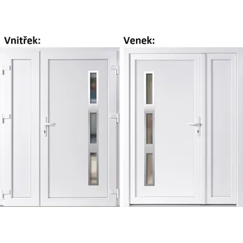 Vchodové dveře Dvoukřídlé vchodové dveře plastové Soft Julie Inox+Panel Plný, Bílá/bílá, 130x200 cm, pravé