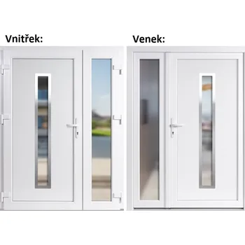 Vchodové dveře Dvoukřídlé vchodové dveře plastové Soft Hana Inox+Sklo Nisip, Bílá/bílá, 130x200 cm, levé