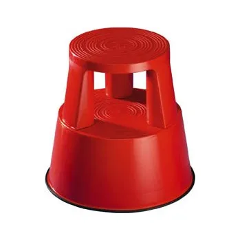 Stolička Pojízdná plastová kruhová stolička - červená