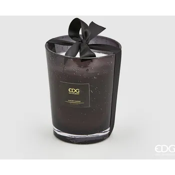 Svíčka EDG Vonná svíčka černá ve skle se stužkou, výška 16 cm - vůně šampaňského