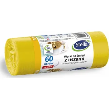 Odpadkový koš Stella STELLA sáčky s uchy, na třídění plastu a kovu, 60 l, 14 ks., žlutá, žlutá
