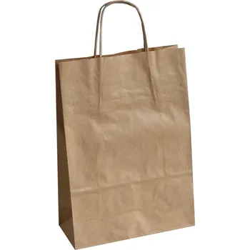 Nákupní taška Tašky papírové kroucená ucha - hnědá / 230 x 100 x 320 mm