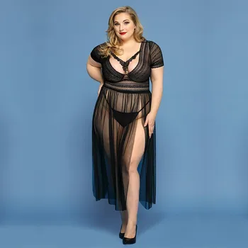 Dámské noční prádlo Love by love Dámská košilka na spaní ELEGANCE PLUS SIZE, černá XL-XXL