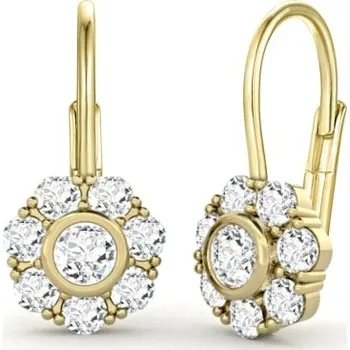 Náušnice Couple, Dívčí náušnice Pomněnka, žluté zlato se zirkony, 585-66-3-0231.0Z00.0.00.001.07