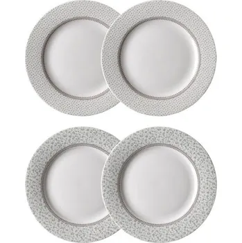 Talíř Laura Ashley UK Wild Clematis sada dezertních talířů 20 cm 4 ks Green Flowers/Dots