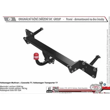 Tažné zařízení Tažné zařízení VOLKSWAGEN Multivan + Caravelle T7 11/2021->2/2025 SV 001-524, SVC GROUP