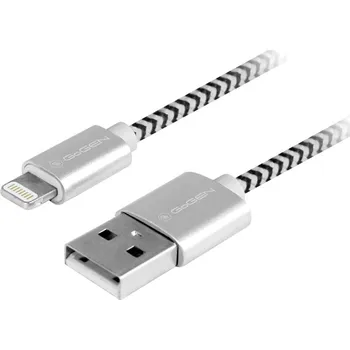 Náhradní díl pro mobilní telefon Kabel GoGEN USB / lightning, 2m, opletený - stříbrný