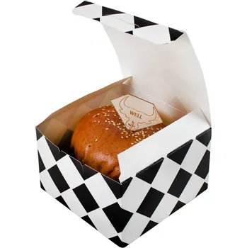 Jednorázové nádobí Think`n pack Kartonový box na hamburger 140/140/96mm 100ks