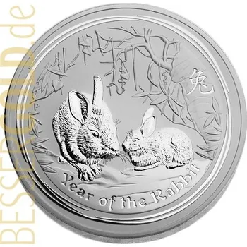 Stříbrná mince 2 oz (trojské unce) ROK ZAJÍCE Austrálie 2011