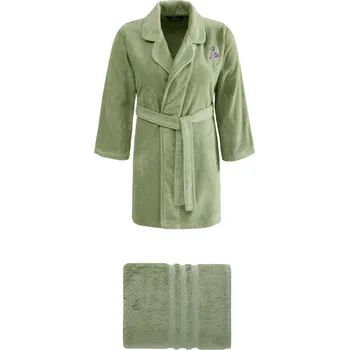 Dámský župan Soft Cotton Luxusní dámský krátký župan s ručníkem LILLY v dárkovém balení, Světle zelená, 420 g / m², Česaná prémiová bavlna 100%, Krátký - vel. L + ručník 50x100cm + box
