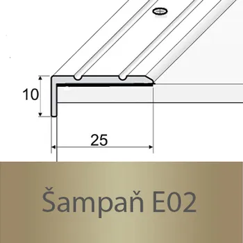přechodová lišta PROFIL Team - Schodová hrana 25 x 10 mm, šroubovací Barva dekoru: šampaň E02, Délka lišty: 120 cm