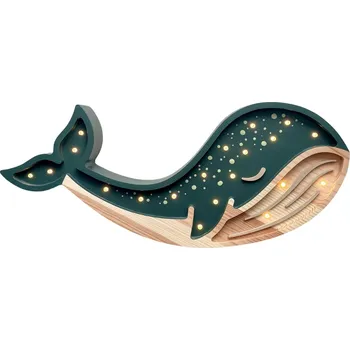 Dětské svítidlo Peekaboo Zelená dřevěná dětská LED lampa Velryba 44,5 cm