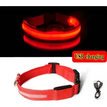 Obojek pro psa USB Svítící obojek pro psa S-XL - Červený,XL 42 - 56 cm