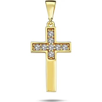Přívěsek Lillian Vassago Zlatý přívěsek křížek se zirkony LLV98-GP013Y
