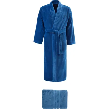 Soft Cotton Luxusní pánský župan SMART s ručníkem 50x100 cm v dárkovém balení, Modrá, 420 g / m², Česaná prémiová bavlna 100%, Dlouhý - vel. XL + ručník 50x100cm + box