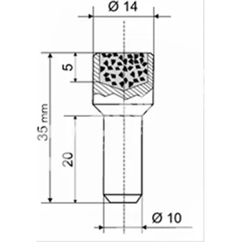 Příslušenství k brusce Diamantový orovnávač PDT 14x35mm