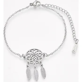 Náramek Nerezový náramek, se zapínáním, LAPAČ SNŮ, 15,5 - 16,8 cm, 1 kus