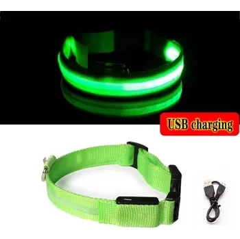 Obojek pro psa USB Svítící obojek pro psa S-XL - Zelený,L 41 - 52 cm