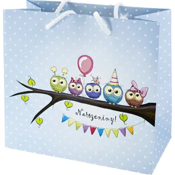 Dárková taška Goldpress Taška dárková 22 x 11 x 20 cm Sovičky modré