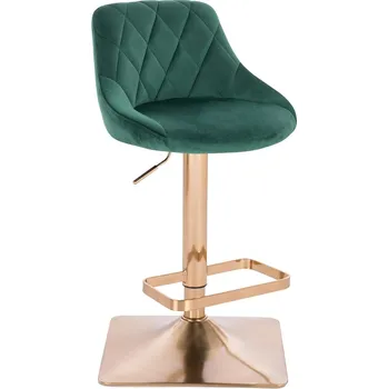 Barová židle Barová židle Kvam velur základna zlatá - lahvově zelená