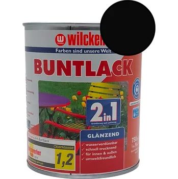 barva na kov Vodouředitelná univerzální akrylátová lesklá barva 2v1 Wilckens Buntlack Barva: RAL 9005 černá, Balení: 750 ml