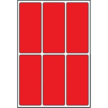 Papír Toppapír Print etikety barevné 31x69mm, 10 listů, A6, 6ks/list Barva: Reflexní červená