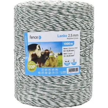 Ohradník Lanko pro elektrický ohradník, průměr 2,5 mm, zeleno-bílé, délka 1000 m