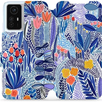 Pouzdro na mobilní telefon Flipové pouzdro Mobiwear - Xiaomi Redmi Note 12S - MP03P Modrá květena (Knížkové flip pouzdro, obal, kryt na mobil Xiaomi Redmi Note 12S - MP03P Modrá květena, materiál Umělá kůže + TPU - ochrana 360°, stojánek, silikonová vanička, magnetické zavírání)