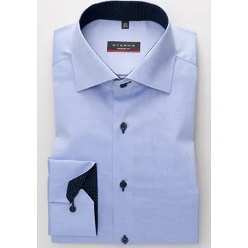 Pánská košile Košile Eterna Modern Fit Uni Pinpoint modrá velikost: 48, délka rukávu: dlouhý rukáv