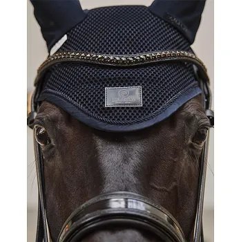 Koňská maska proti hmyzu Čabraka na uši - Eskadron Platinum Mesh full tmavě modrá