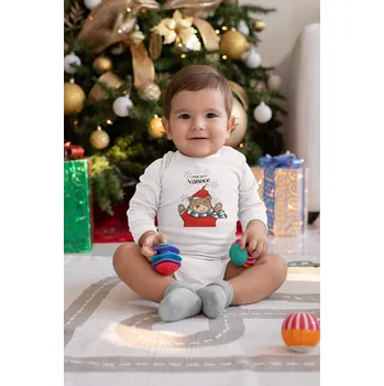 MMO Kojenecké body Vánoční medvídek Bílá 86(12m-18m)