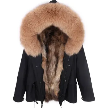 Dámská parka Zimná parka nepremokavá s pravým kožúškom mýval a líška Velikost: 3XL, Barva (Varianta): Barva 18